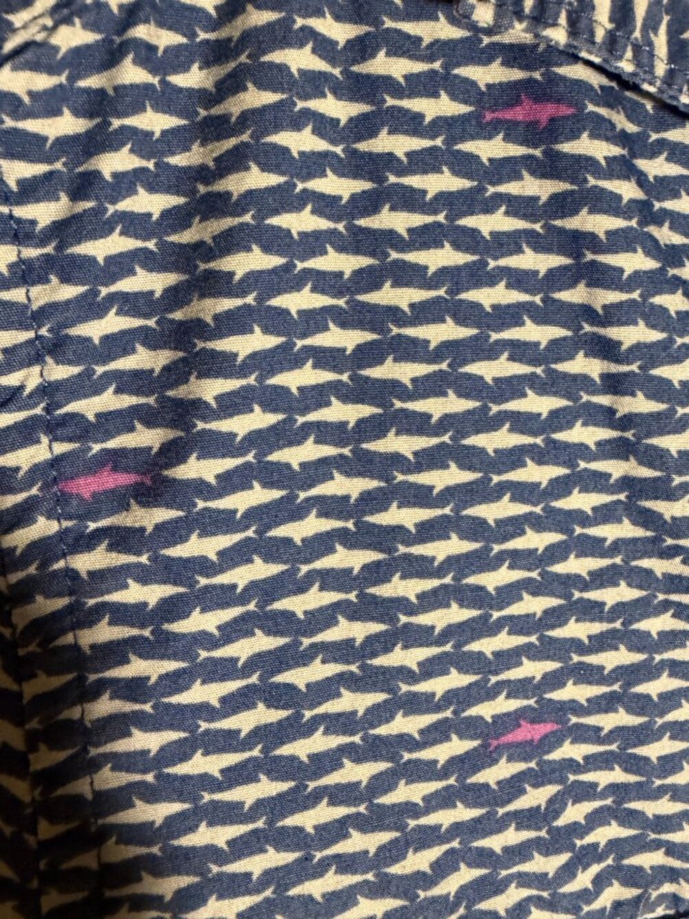 Kenneth Cole Reaction Men's Short Sleeve Button Down Blue/Gray Shark Shirt Sz M - Picture 3 of 11